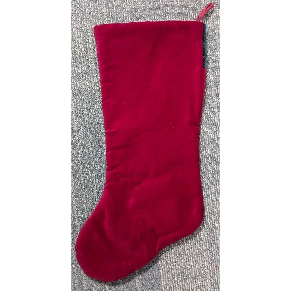 Burgundy Velvet‎ Christmas Stocking Peace White Dove Crewel